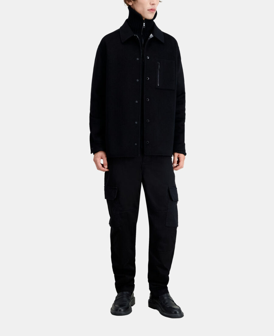 schwarze hemdjacke aus einer wollmischung