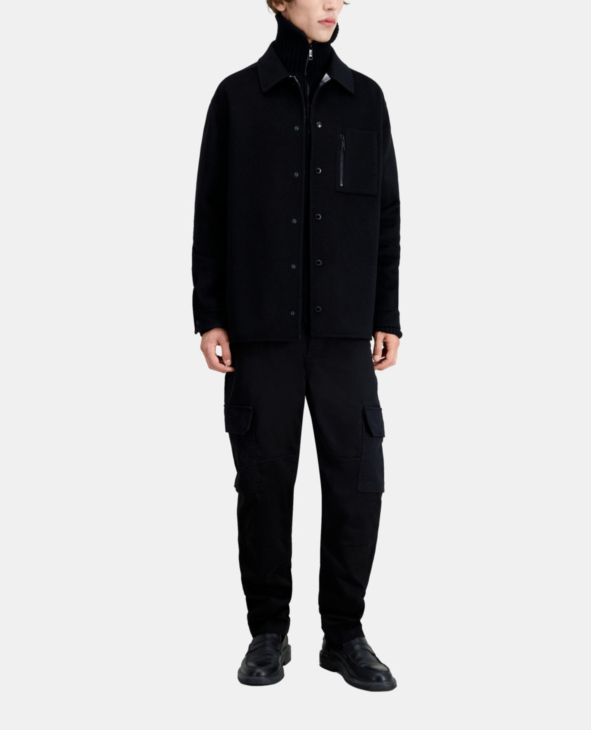 Schwarze Hemdjacke aus einer Wollmischung, BLACK GREY, hi-res image number null