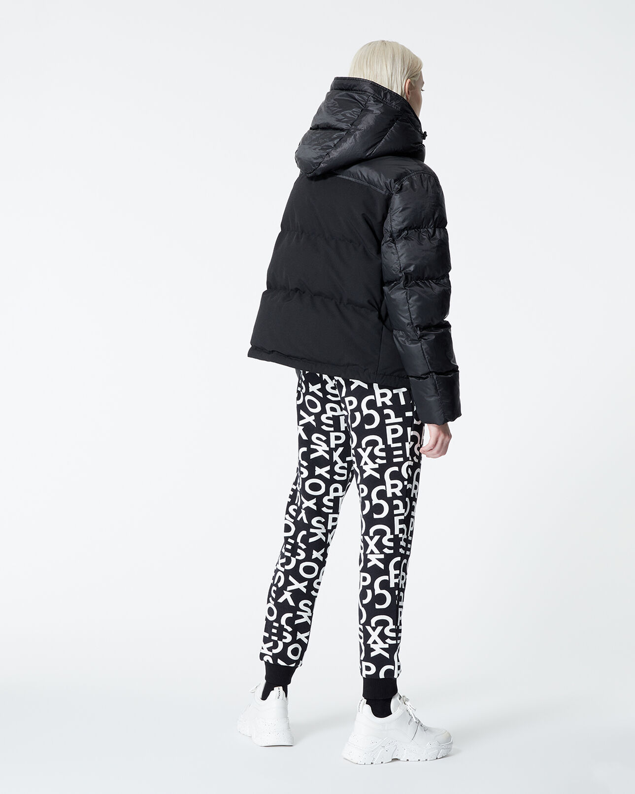 The Kooples WOMEN BLACK technical fabric black down jacket w/pockets
