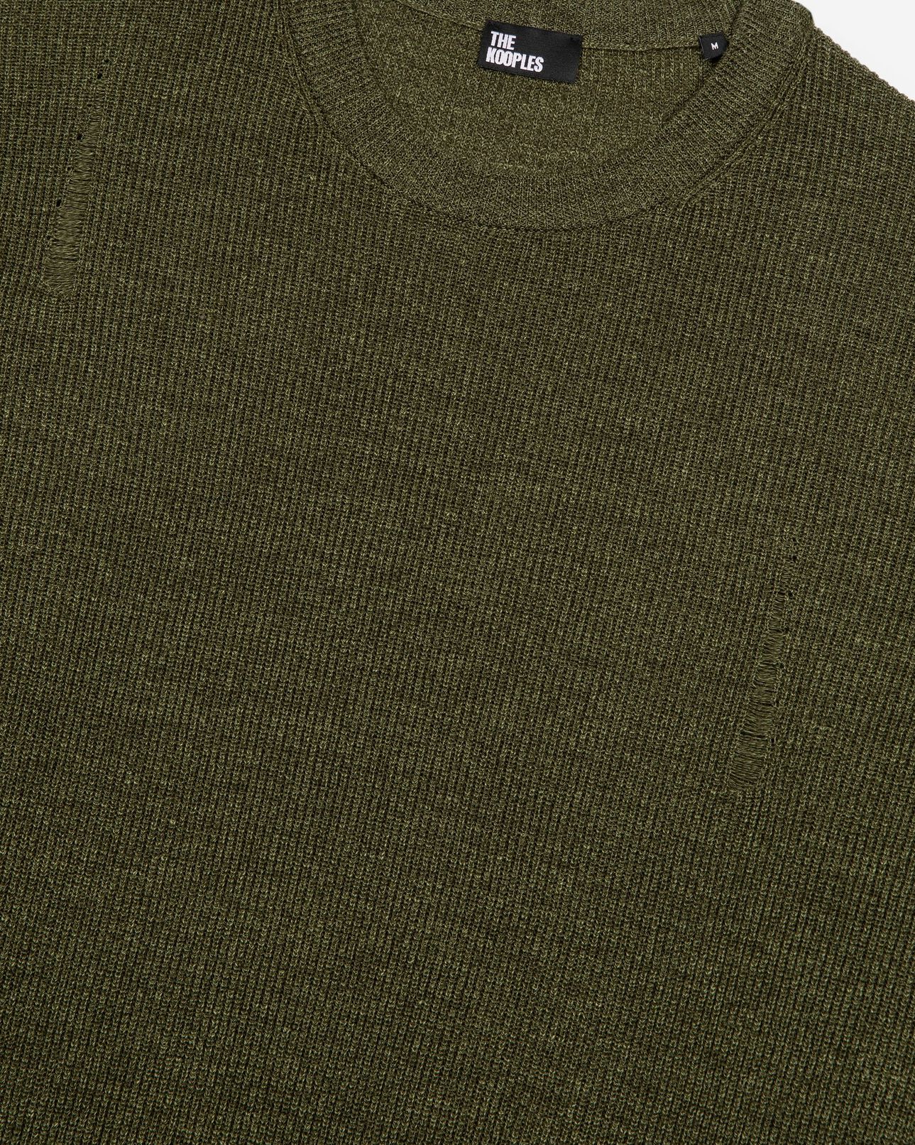 The Kooples HERREN OLIVE KAKI pullover aus khakifarbener wolle und leinen