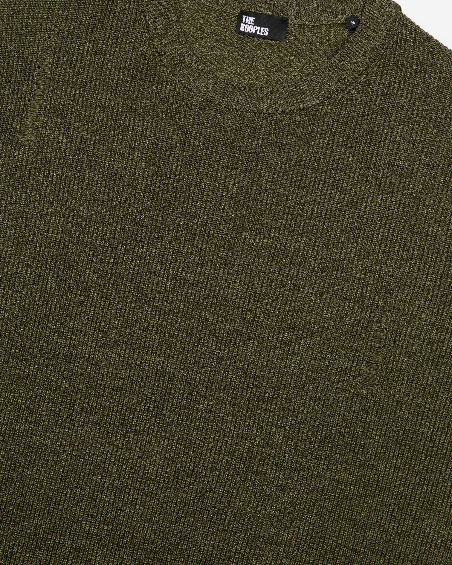 Pullover aus khakifarbener Wolle und Leinen, OLIVE KAKI, hi-res image number null
