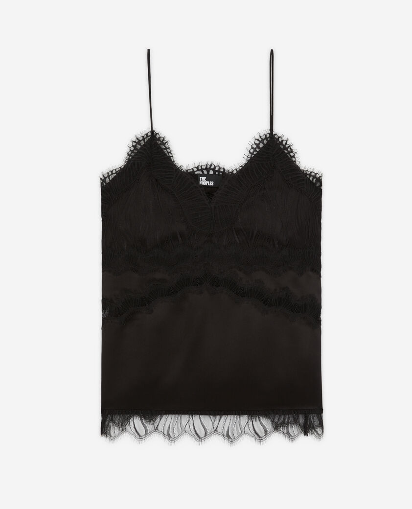 The Kooples WOMEN BLACK black camisole with lace details