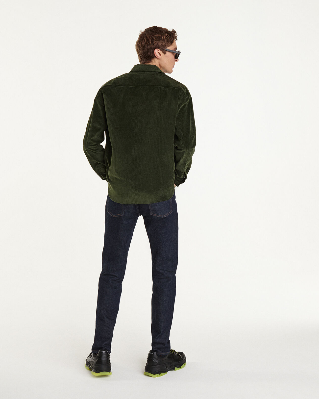 The Kooples HOMME GREEN chemise verte en velours côtelé