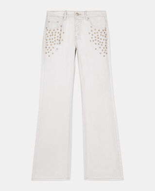 The Kooples FEMME 52 ARGENT VIEILLI CORNE jean clouté droit argenté