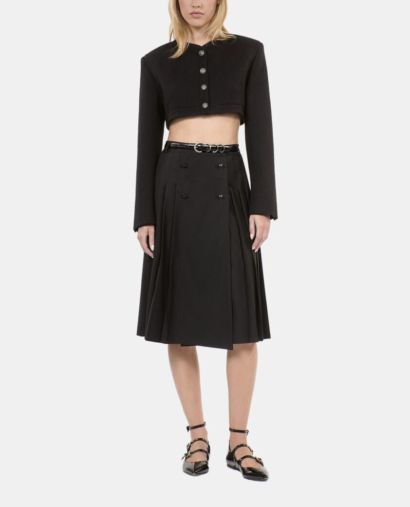 The Kooples DAMEN null langer, schwarzer faltenrock