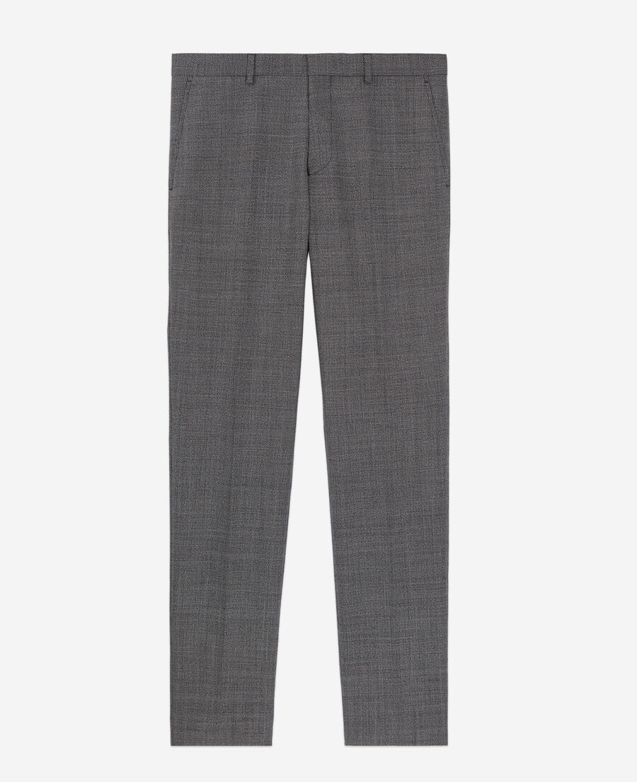 black micro-pattern wool suit trousers