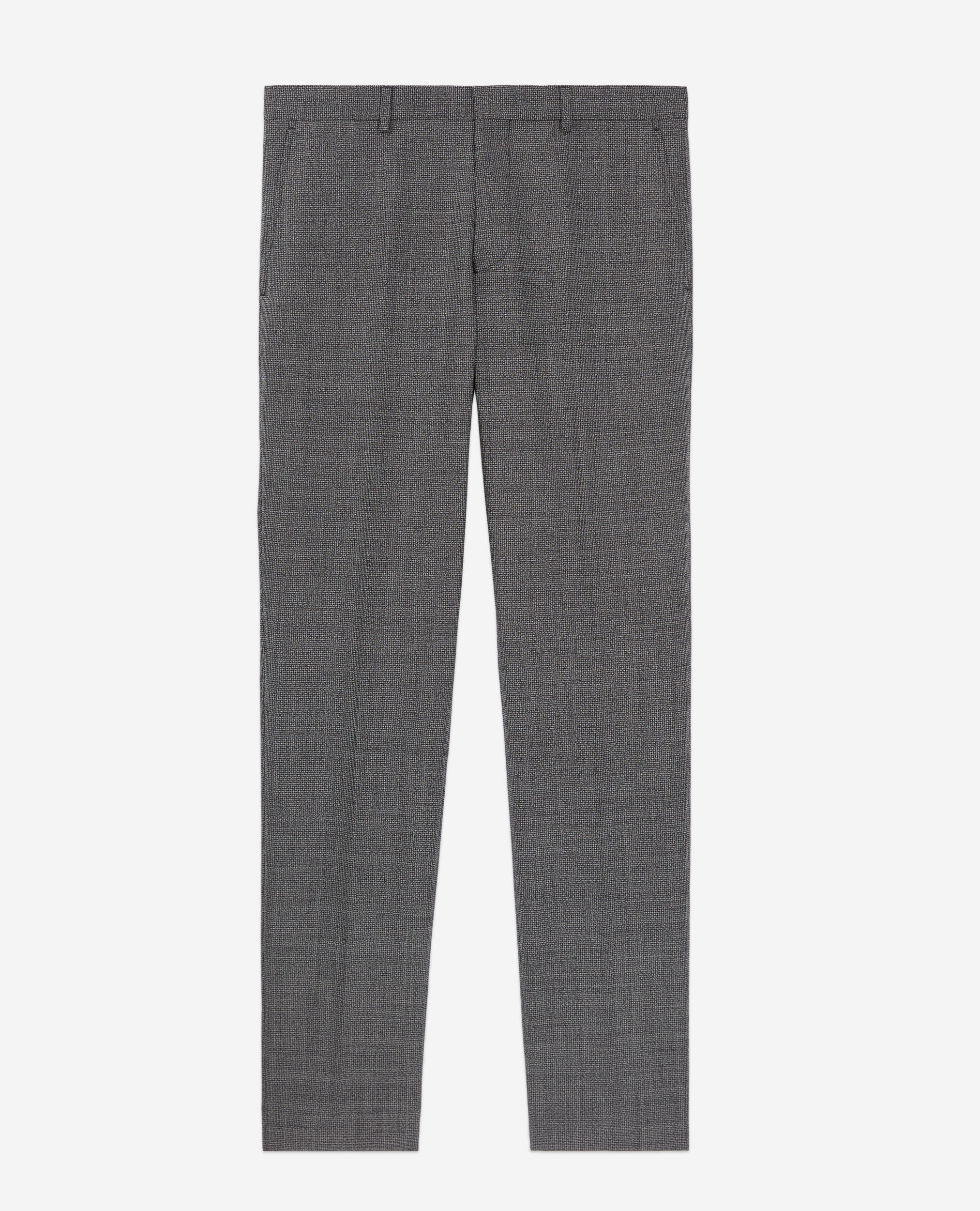 Black micro-pattern wool suit trousers, BLACK-ECRU, hi-res image number null