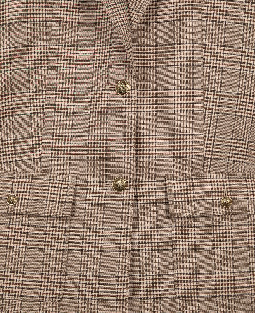 The Kooples WOMEN BEIGE-BROWN prince of wales beige wool suit jacket