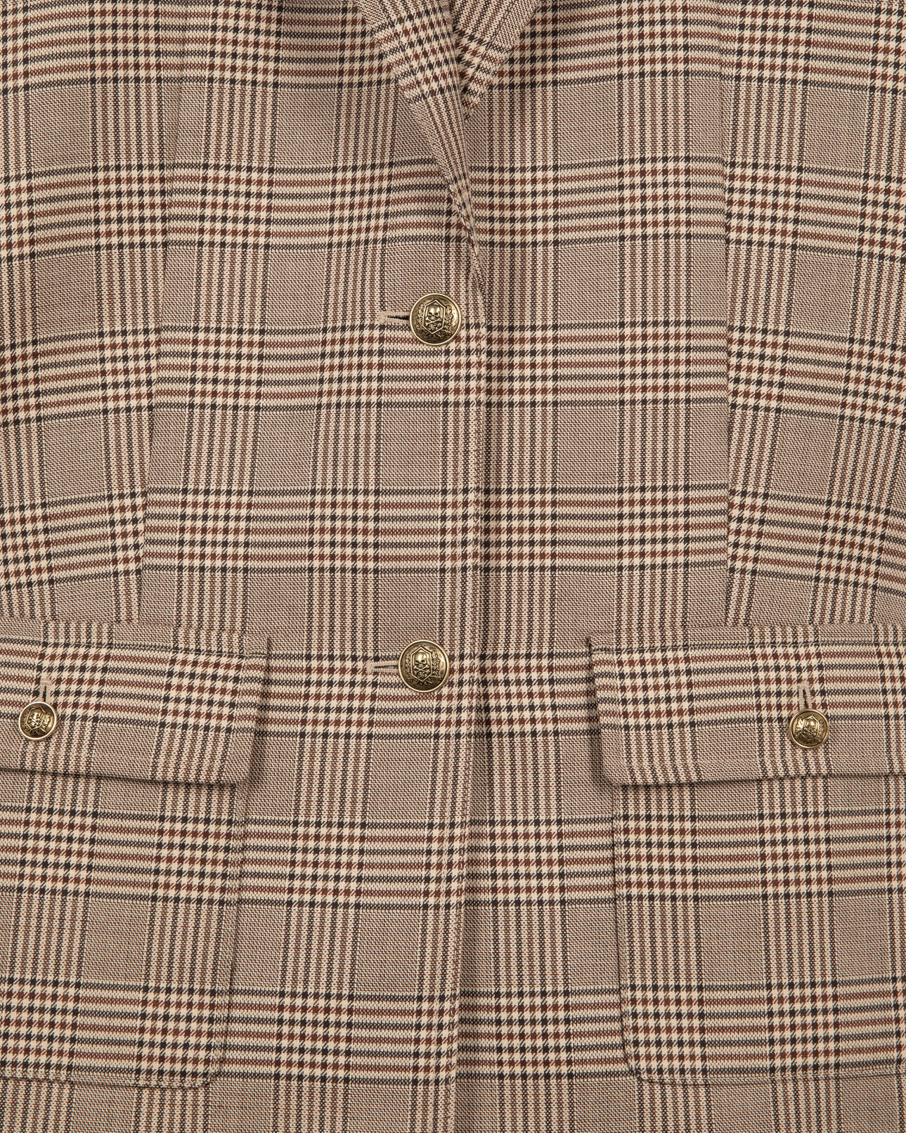 The Kooples WOMEN BEIGE-BROWN prince of wales beige wool suit jacket