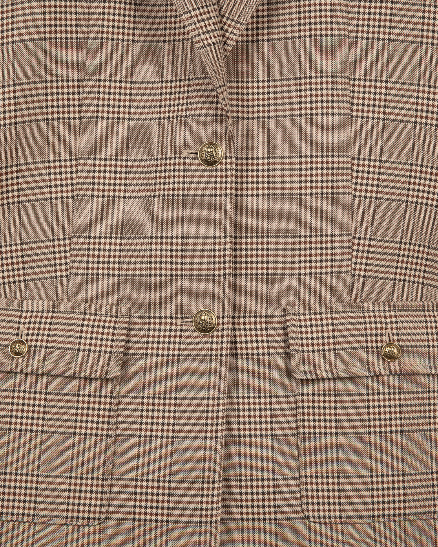 Prince of Wales beige wool suit jacket, BEIGE-BROWN, hi-res image number null
