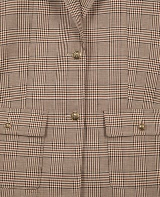 The Kooples WOMEN BEIGE-BROWN prince of wales beige wool suit jacket