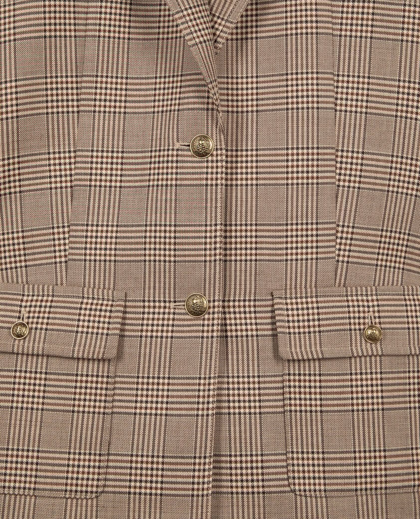 The Kooples WOMEN BEIGE-BROWN prince of wales beige wool suit jacket