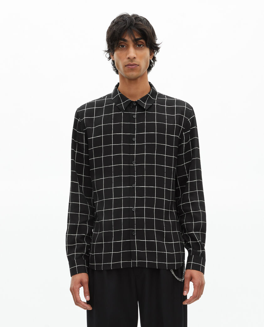 The Kooples H BLACK WHITE black plaid shirt