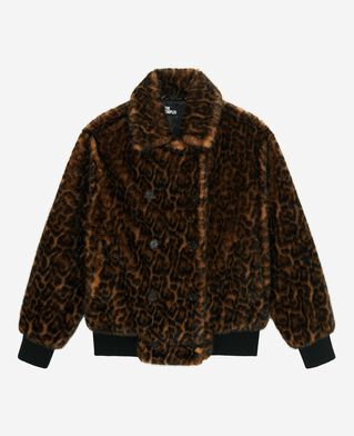 The Kooples DAMEN LEOPARD mantel in pelzoptik mit leopardenmuster
