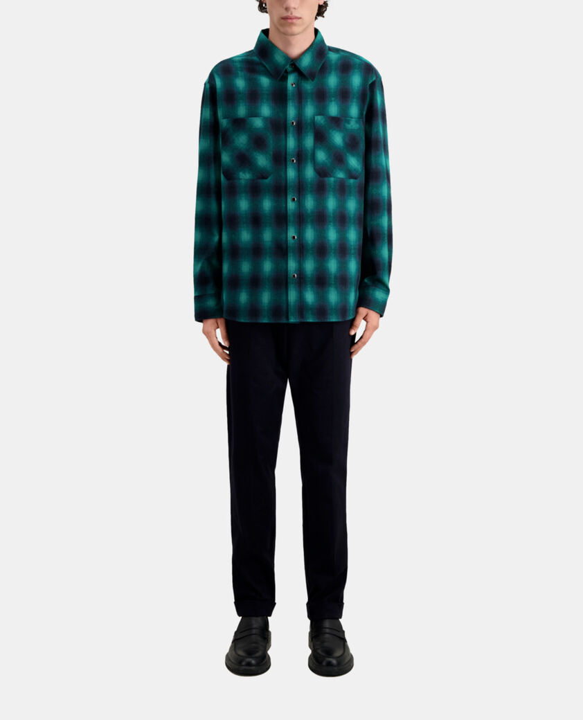 The Kooples HERREN BLACK / GREEN schwarz-grün kariertes jackenhemd