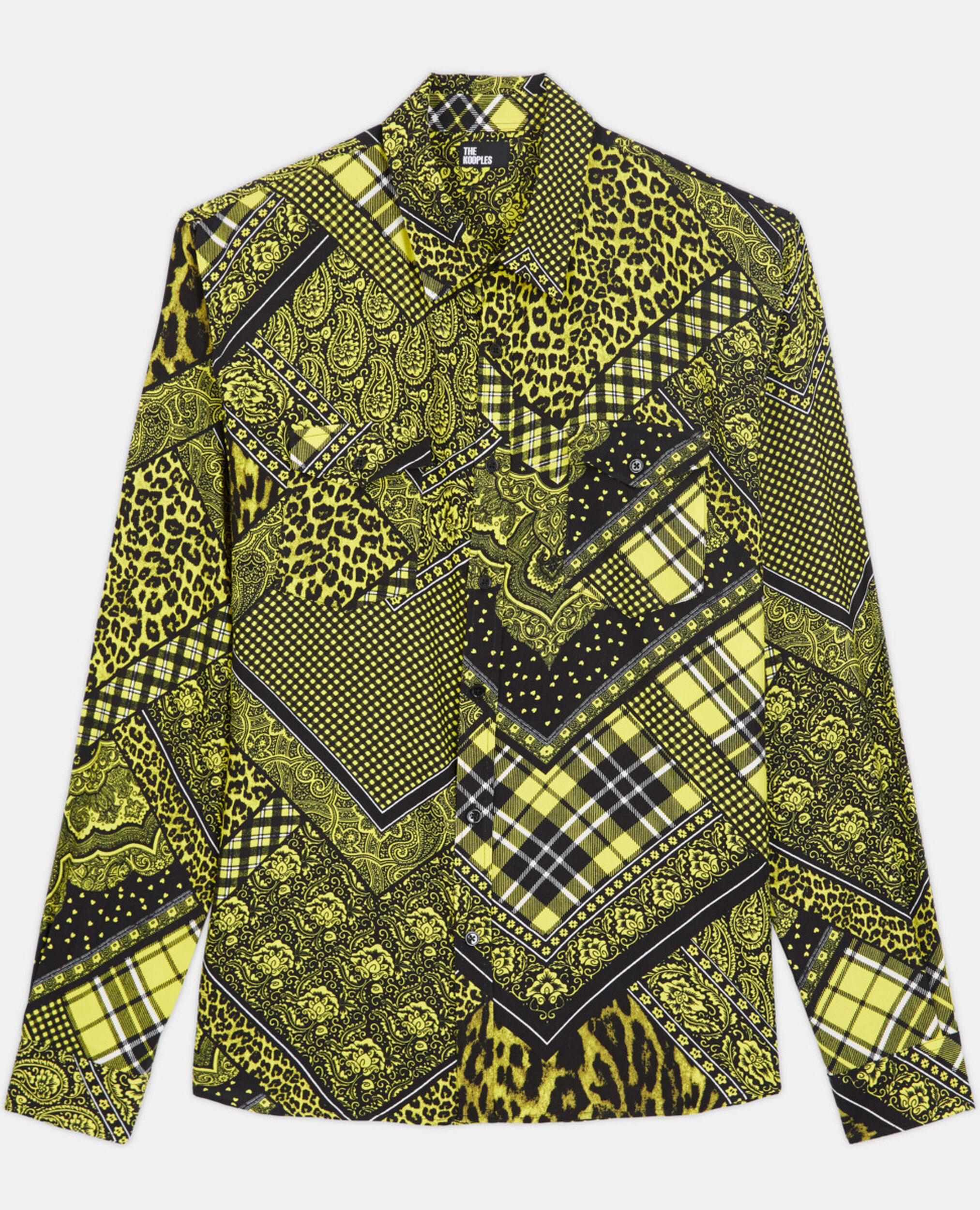 Chemise col classique imprimée, BLACK / YELLOW, hi-res image number null