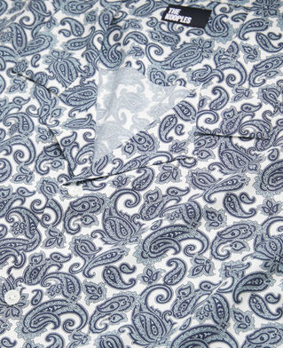 The Kooples HERREN WHITE - BLUE kurzärmeliges hemd mit print 