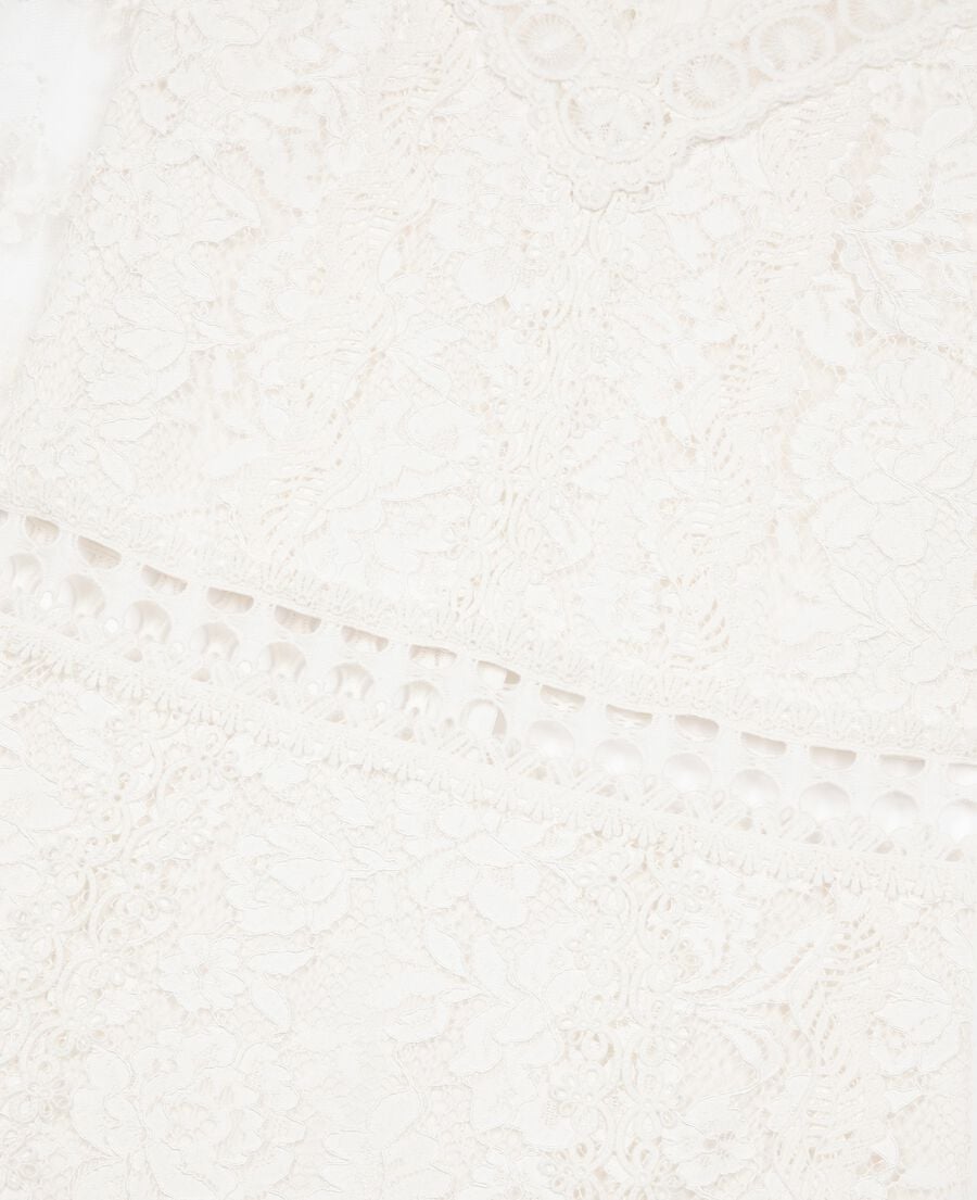 The Kooples F WHITE short dress in ecru lace