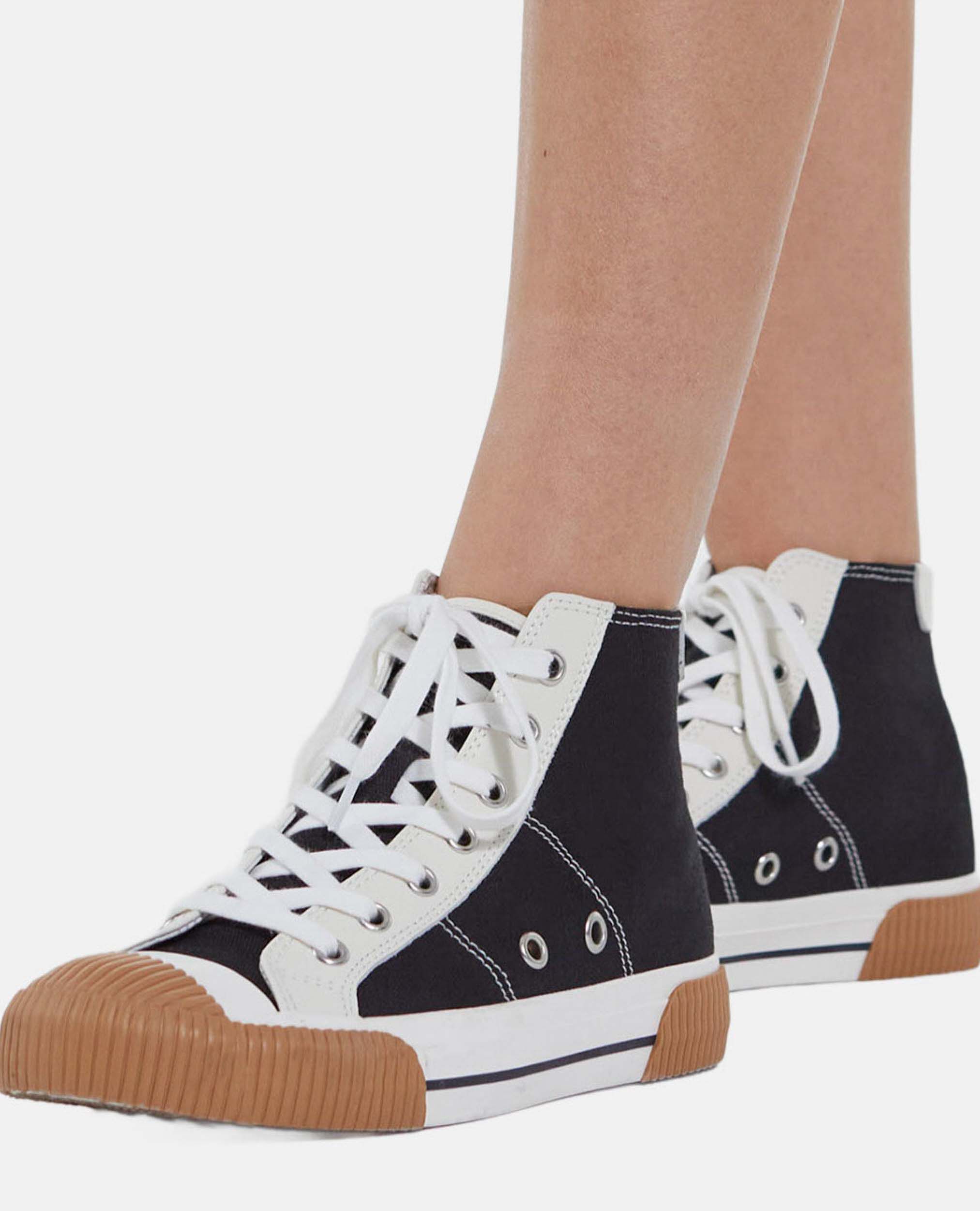 Black high top lace up canvas sneakers The Kooples Canada