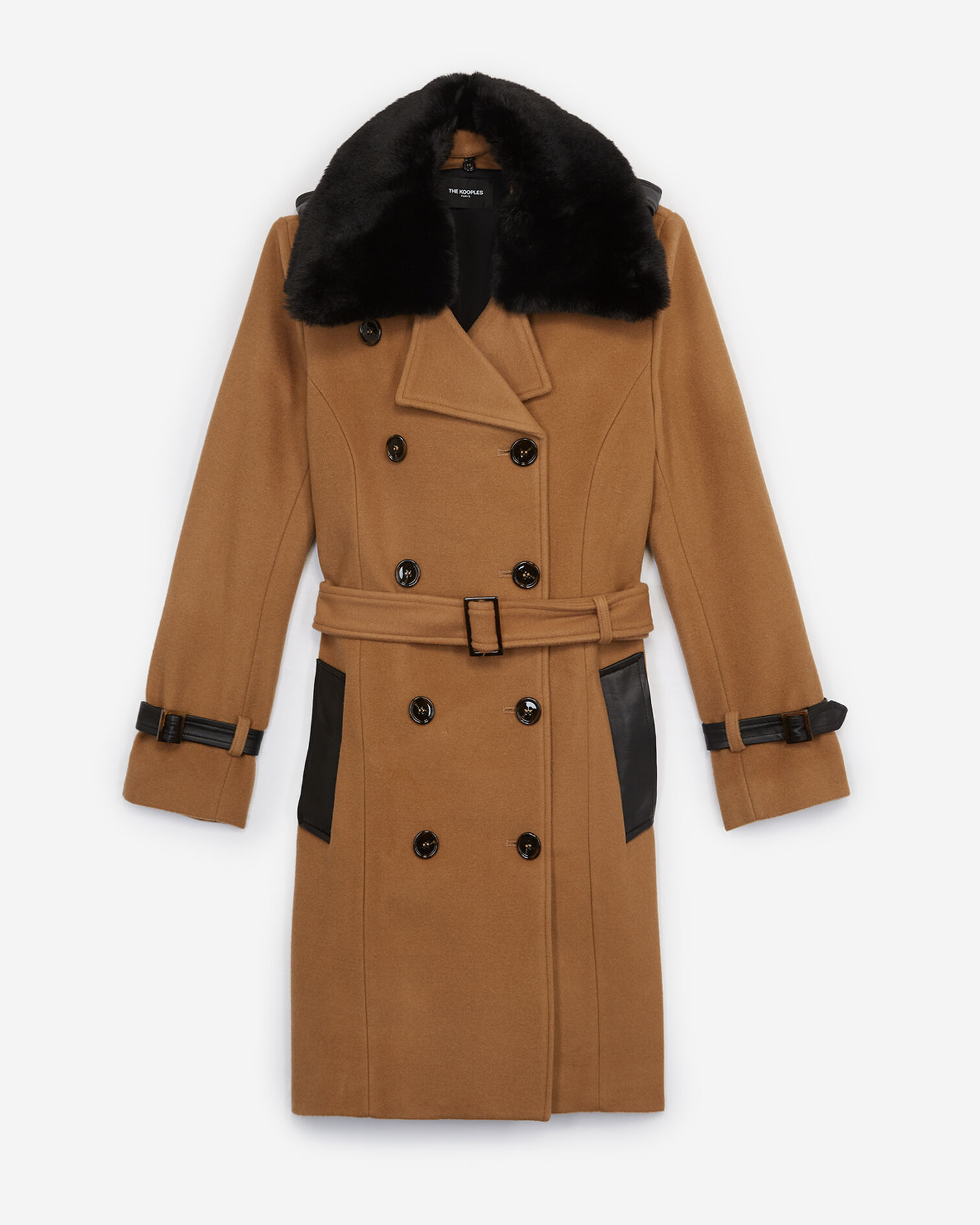Manteau long laine camel style trench, CAMEL, hi-res image number null