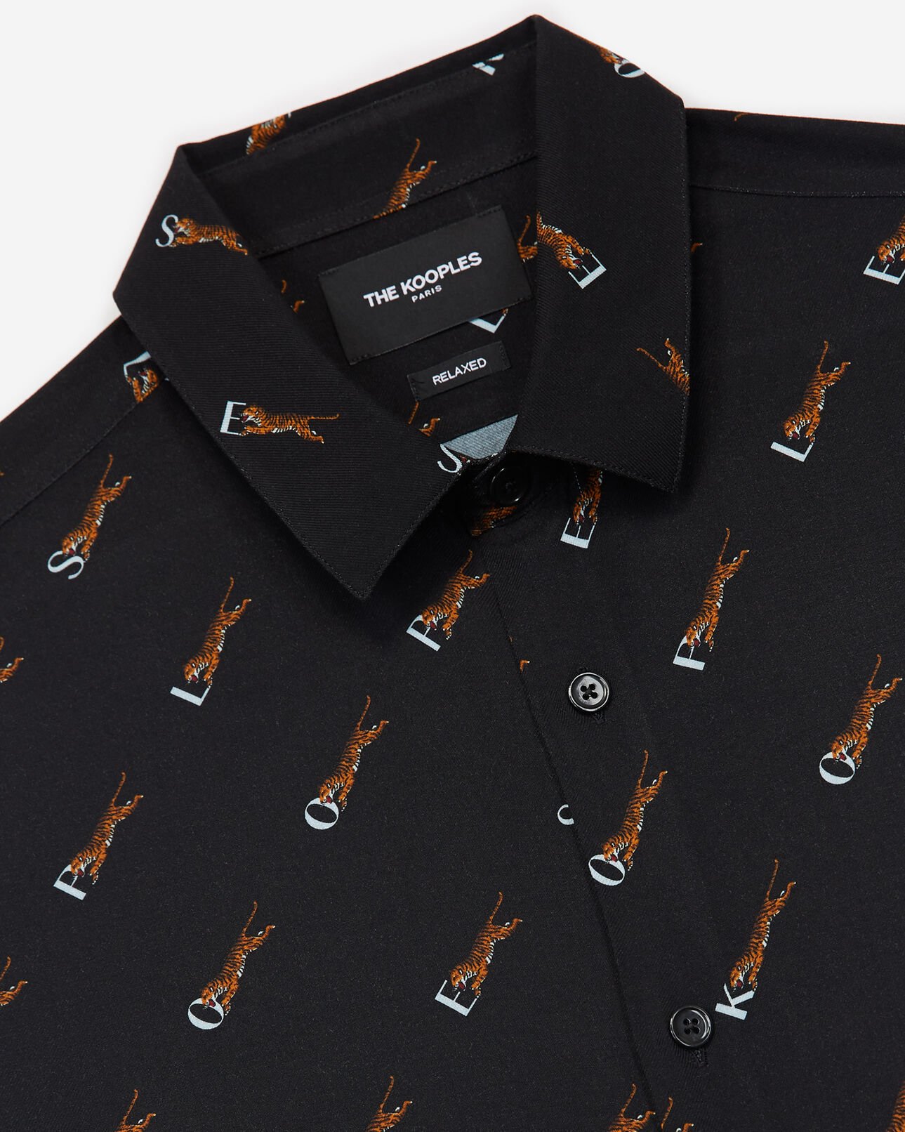 The Kooples MEN BLACK WHITE black printed shirt with the kooples logo
