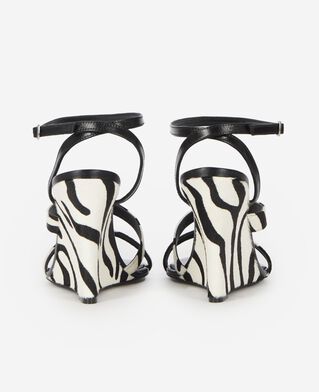 The Kooples F BLACK / WHITE zebra foal-effect wedge-heeled sandals