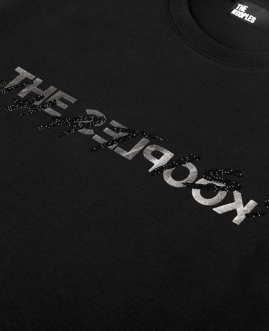 The Kooples WOMEN BLACK women's black what is rhinestone t-shirt