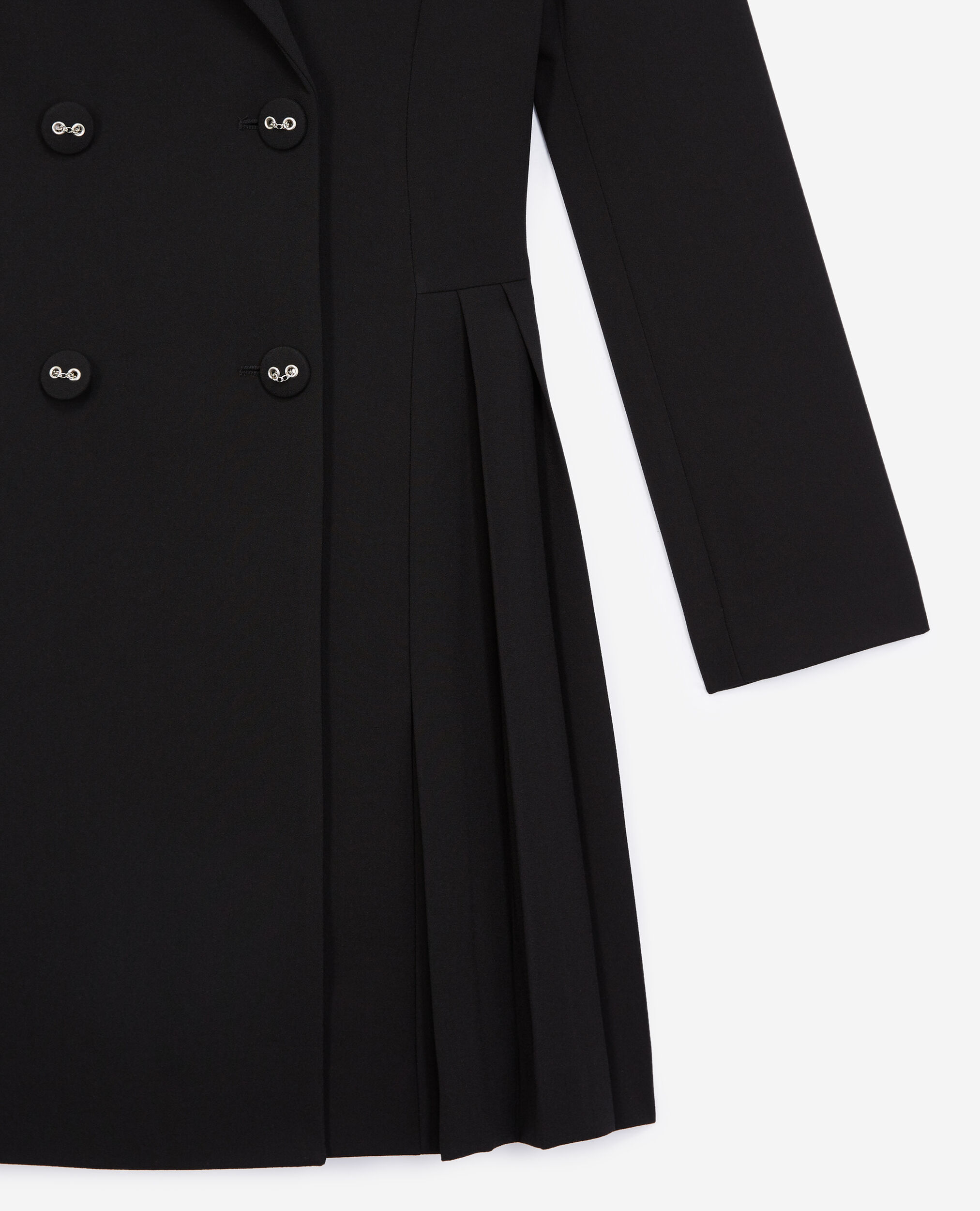Schwarze Plissee-Kleid im Hemdstil, BLACK, hi-res image number null