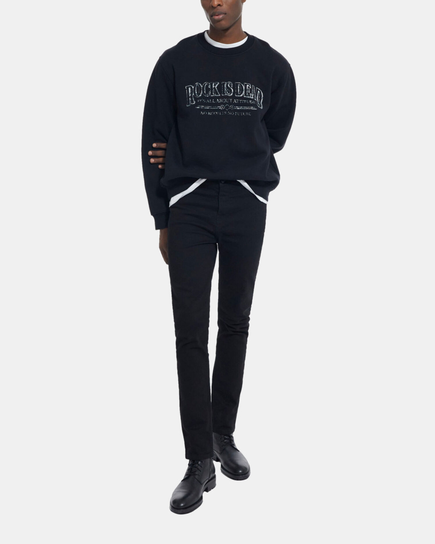 Gray sweatshirt, BLACK WASHED, hi-res image number null