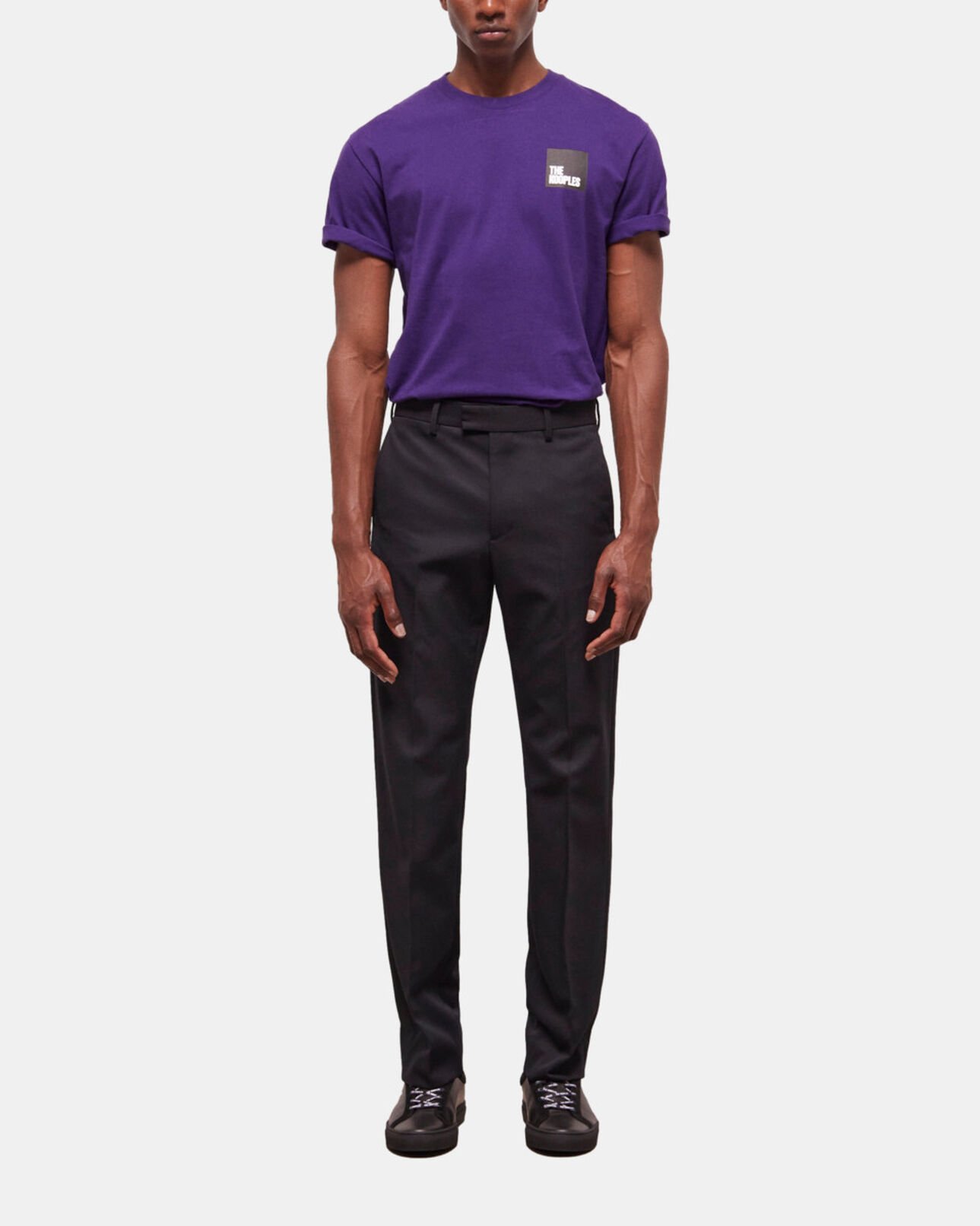 The Kooples HERREN BLACK schwarze, ausgestellte hose aus wolle