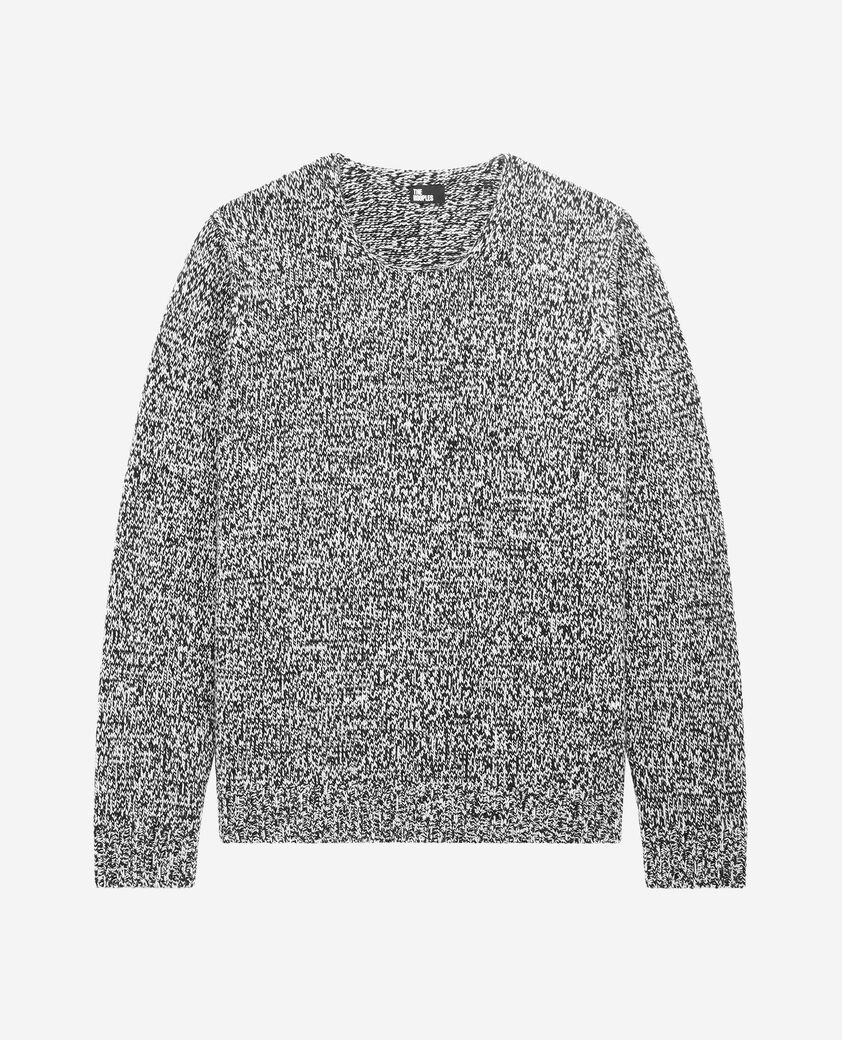 The Kooples HOMME BLACK WHITE pull en laine mouliné noir et blanc