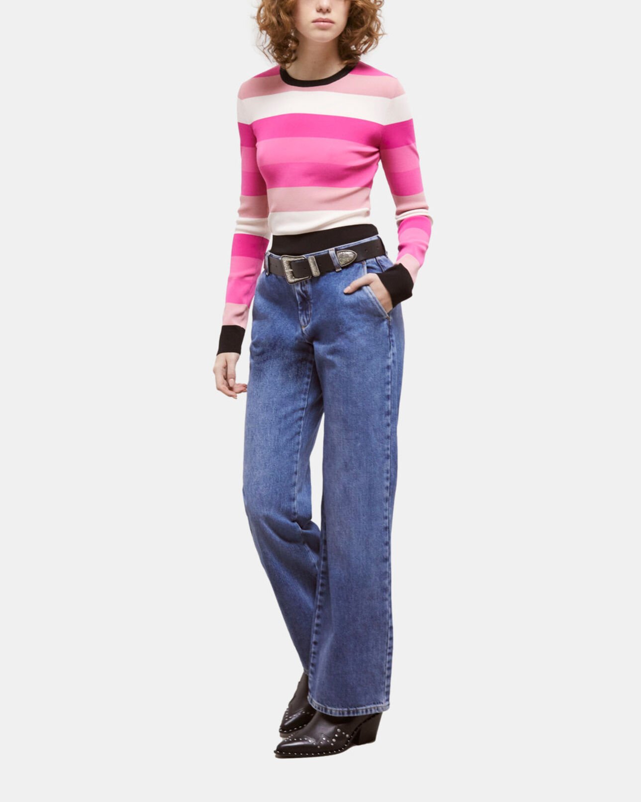 The Kooples FEMME BLUE DENIM jean large bleu