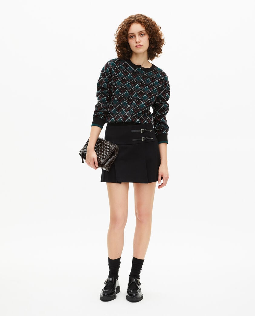 The Kooples WOMEN BLACK wrap skirt with short black western buckles