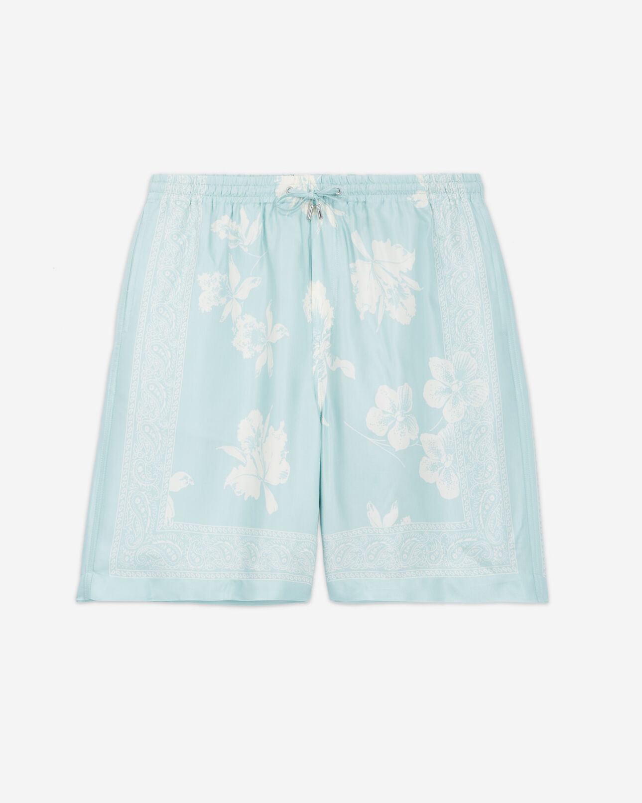 The Kooples HOMME BLUE WHITE short bleu ciel fluide motif bandana fleuri