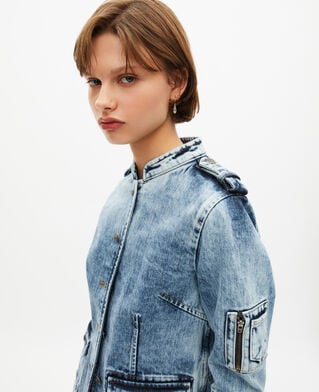 The Kooples WOMEN BABY BLUE officer-style jacket in denim