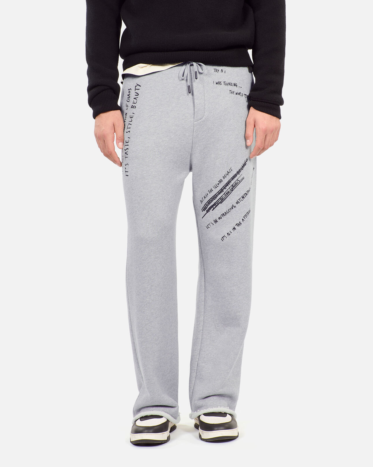 The Kooples HOMME STONE GREY bas de jogging avec sérigraphie gris