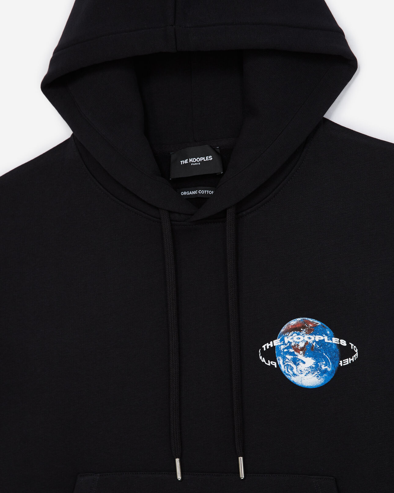 The Kooples WOMEN BLACK black hooded sweatshirt with planet logo