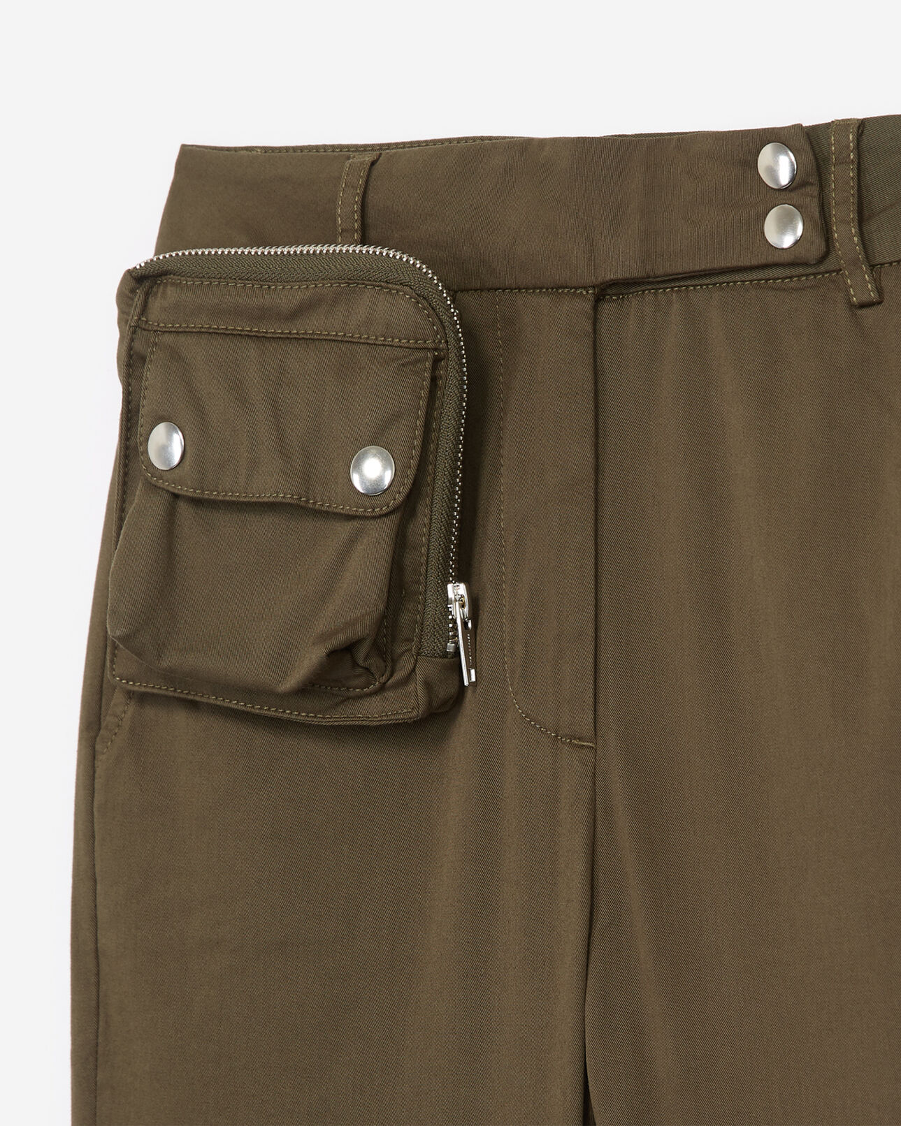 The Kooples WOMEN MID KAKI khaki jeans with detachable front pocket