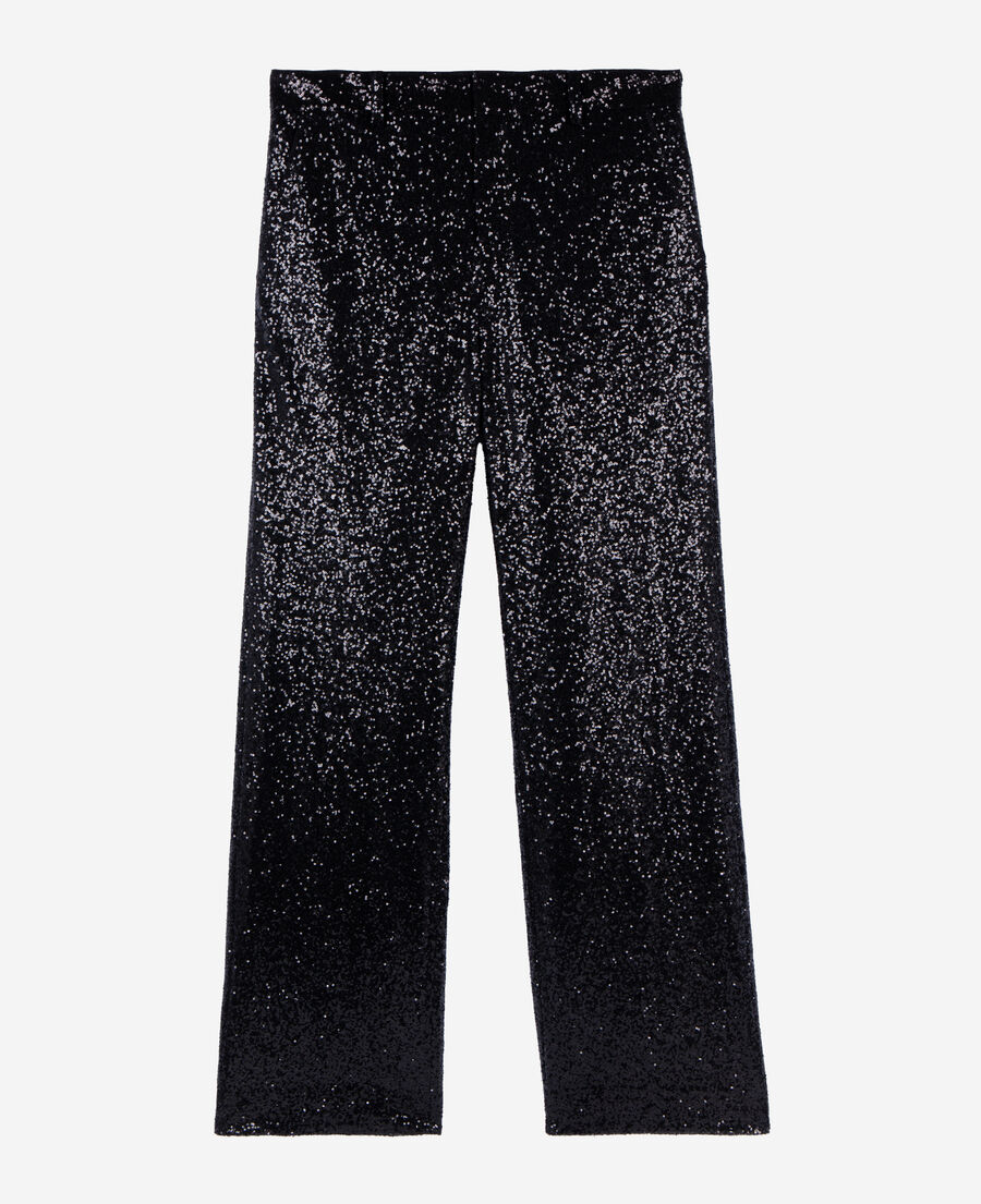 The Kooples HERREN BLACK schwarze hose mit geradem bein und pailletten