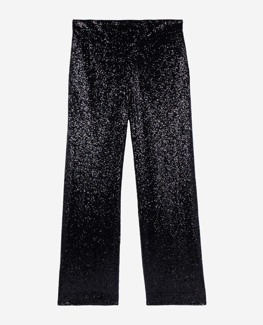 The Kooples HERREN BLACK schwarze hose mit geradem bein und pailletten