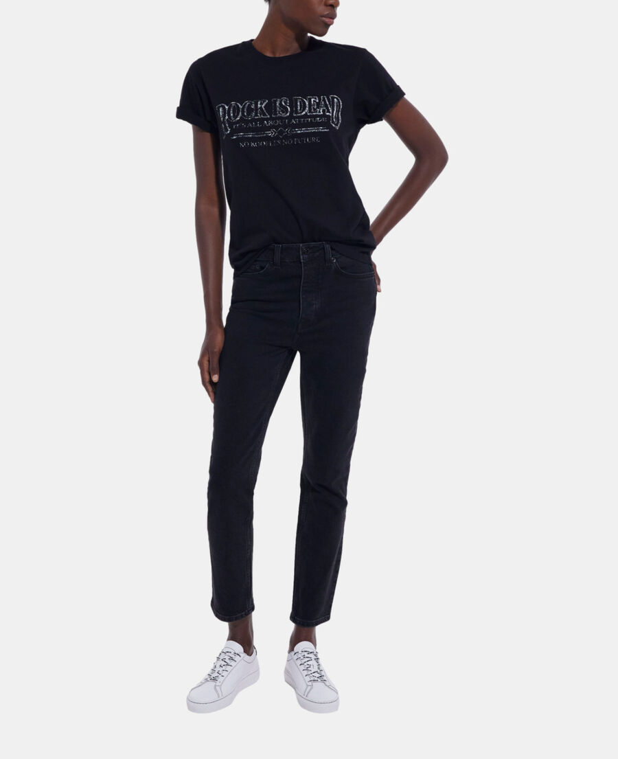black t-shirt with screen print
