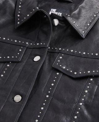 The Kooples FEMME BLACK veste en cuir noir avec clous