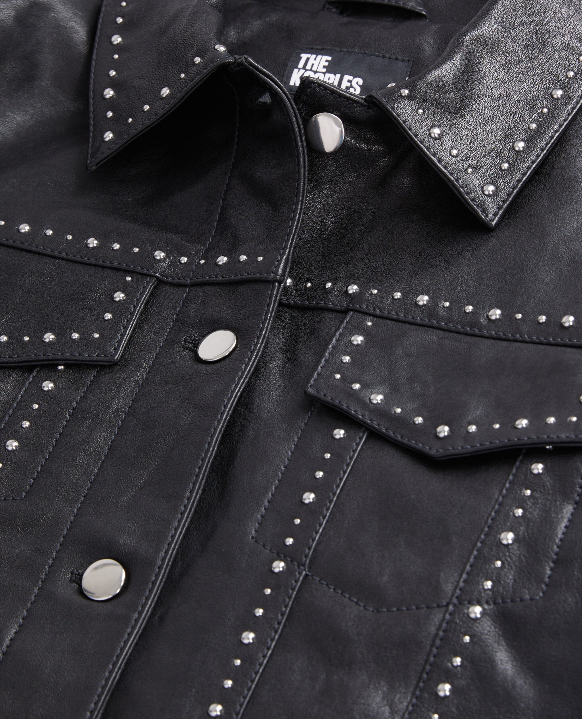 Veste en cuir noir avec clous, BLACK, hi-res image number null