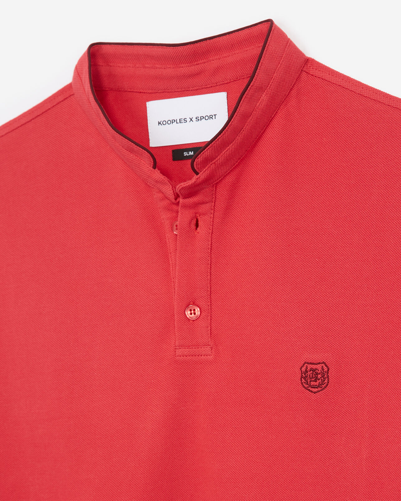 The Kooples H RED BERRY / BURGUNDY slim-fit pique burgundy red cotton polo shirt