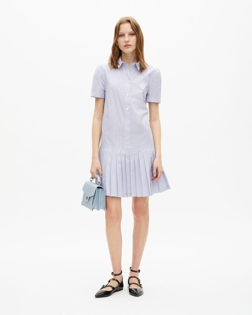 The Kooples WOMEN BLUE WHITE short striped shirt collar dress