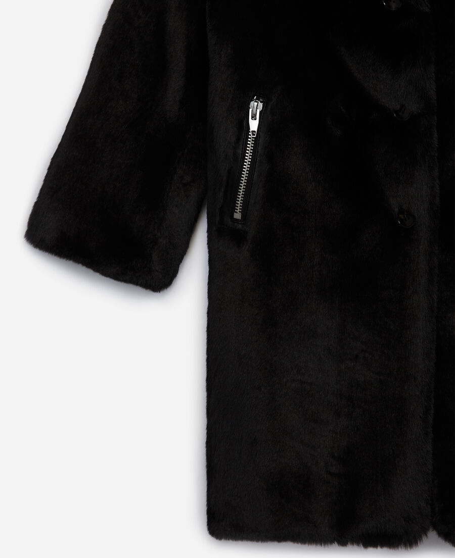 long black faux fur coat