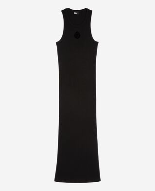 The Kooples WOMEN BLACK black sleeveless long dress with crest