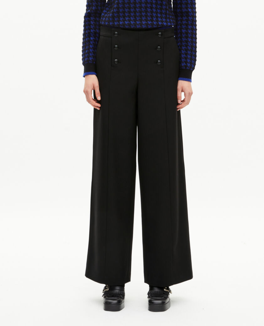 The Kooples FEMME BLACK pantalon droit &agrave; pont noir
