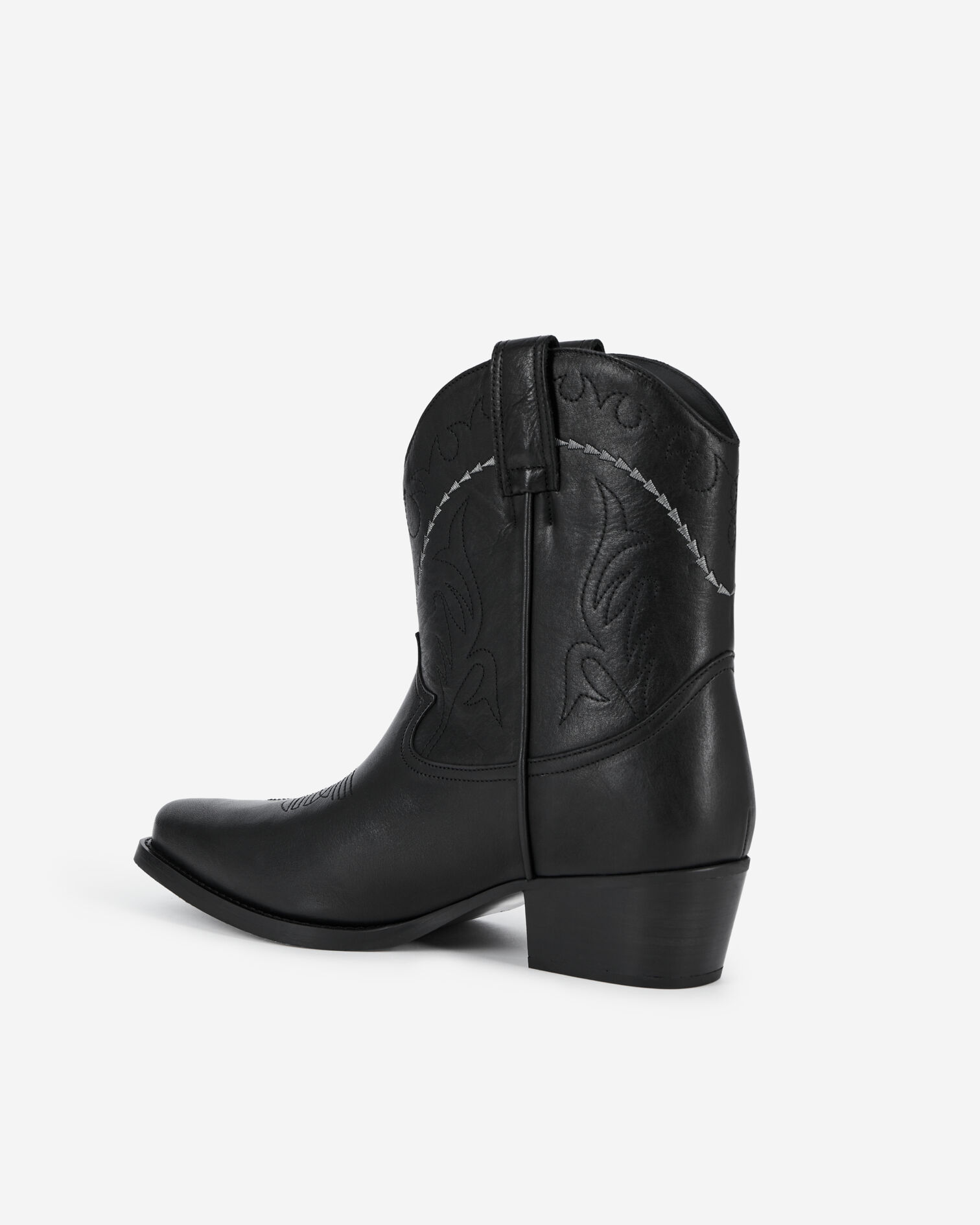 Bottes western en cuir noir, BLACK, hi-res image number null