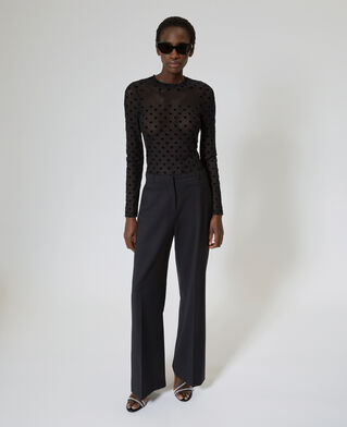 The Kooples WOMEN BLACK black hearts flocked mesh long-sleeve t-shirt